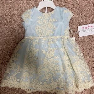Light blue baby dress with lace. Size 18 months